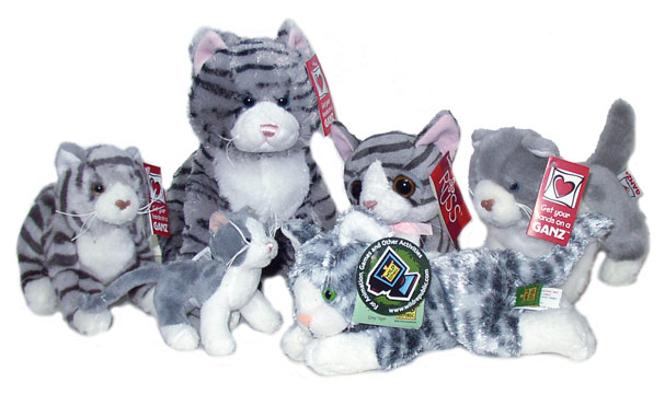 grey and white cat stuffed animal