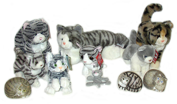 gray tabby cat stuffed animal